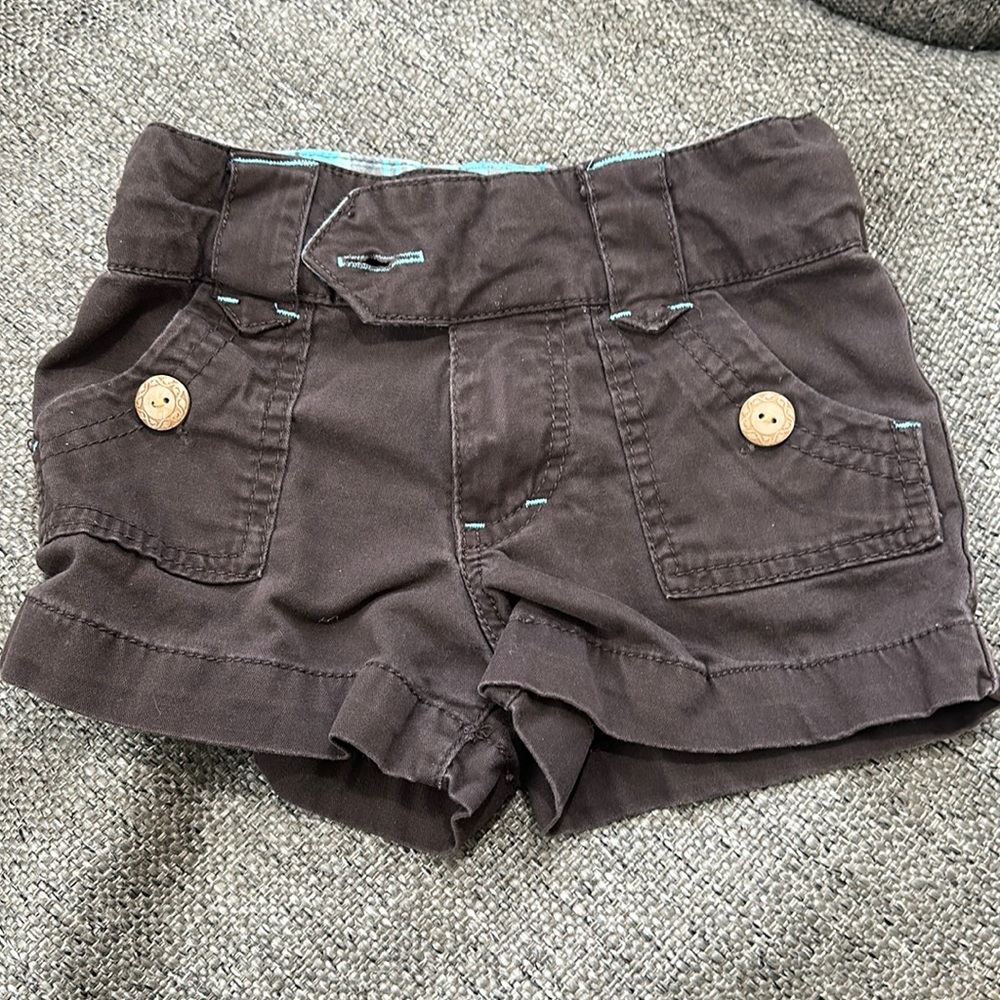 Mossimo Supply Co Girls Brown Cargo Shorts Size XS 4-5 Plaid Trim Flaw